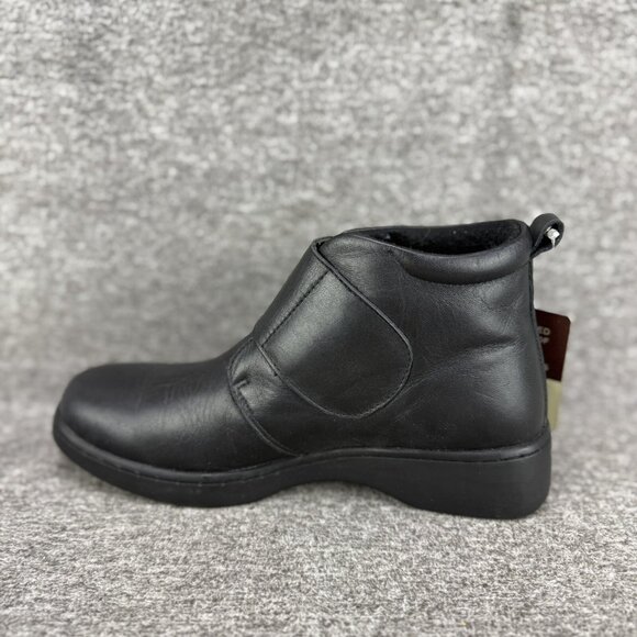 ✅Joseph Stewart Black Leather Fleece Lined Ankle Booties Women's 7 Wide*PEELING - Picture 2 of 11